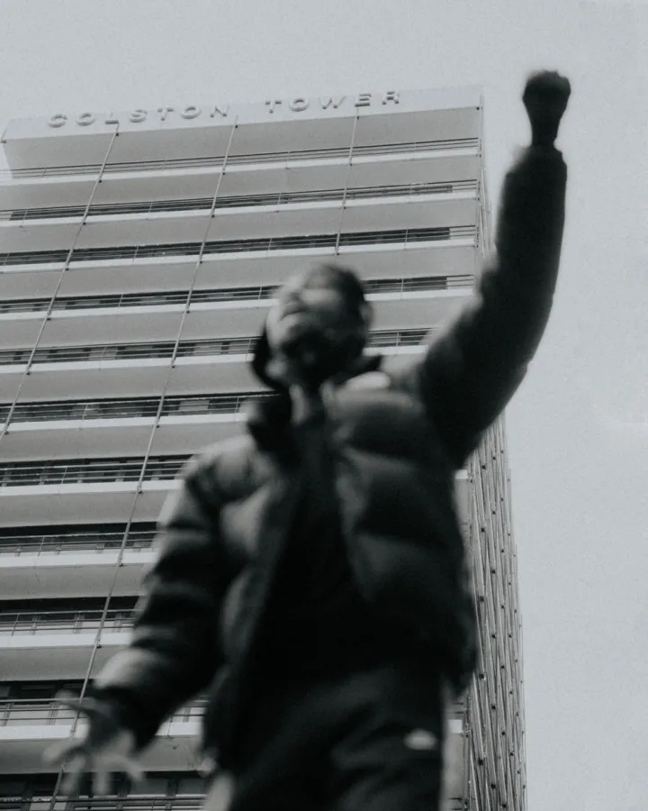 Child stood on top of plinth where statue of Edward Colston used to sit 