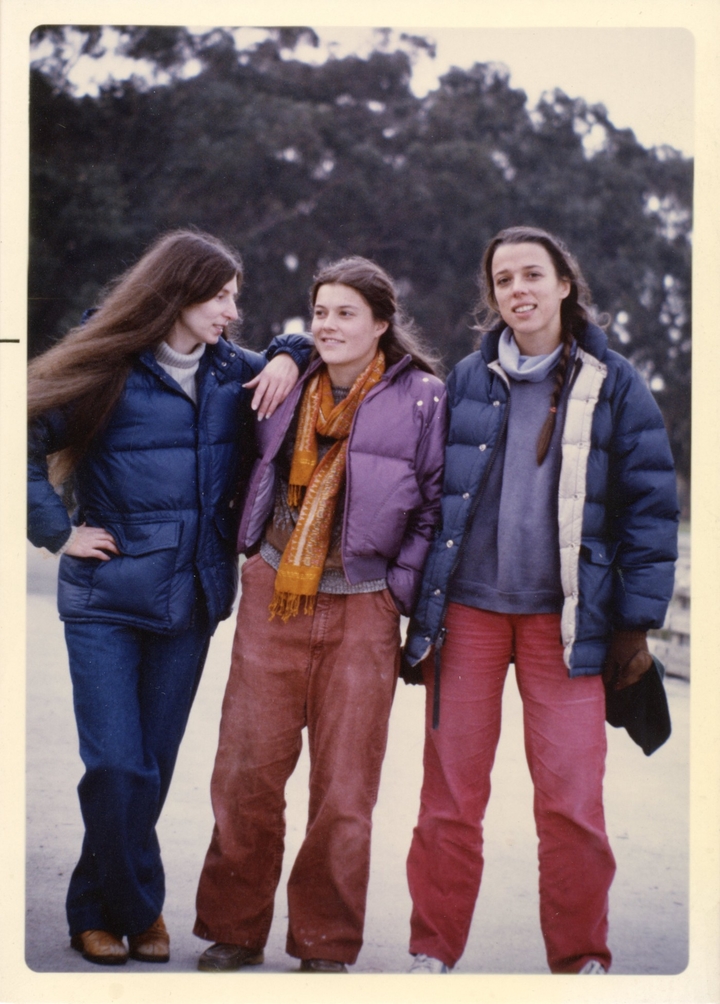 Maggi Payne, Anne Klingensmith, Laetitia Sonami, hiking at Point Pinole, California in late 70s