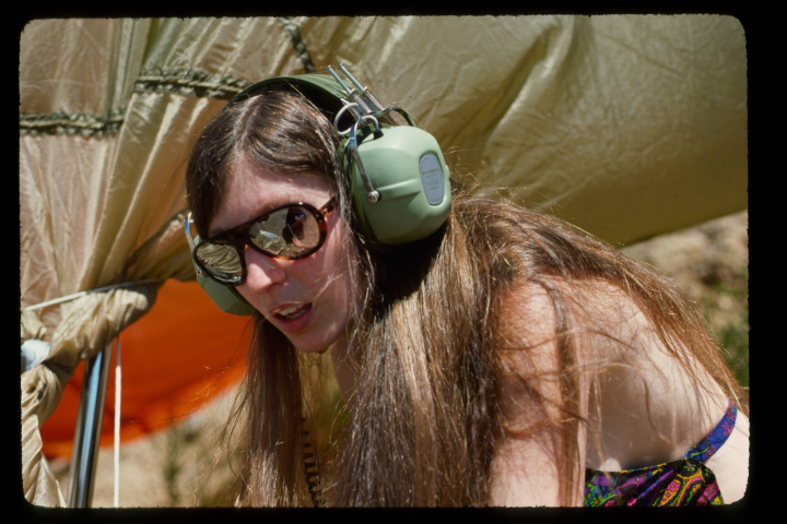Maggi Payne at Angel Island in the San Francisco Bay for Robert Ashley’s ‘Music with Roots in the Aether’, David Behrman segment. June, 1976. Photo by Patricia Kelley.